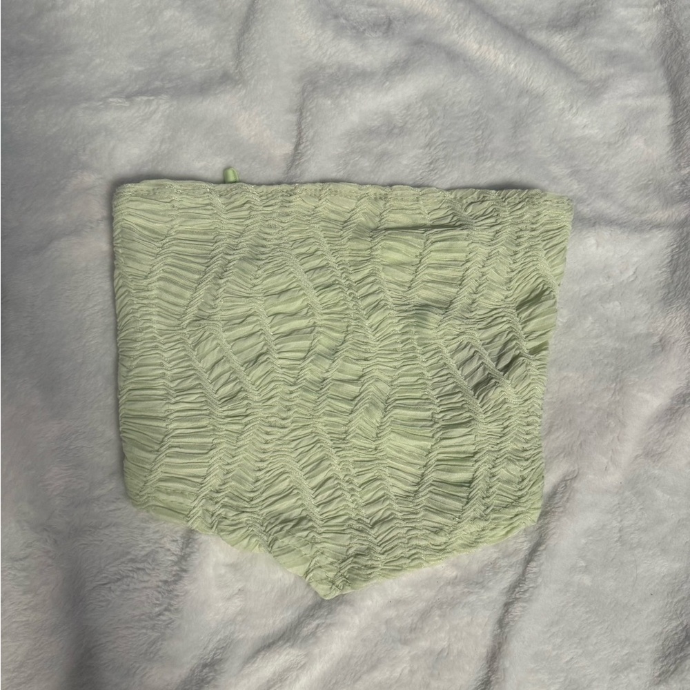 lace up back tube top light green